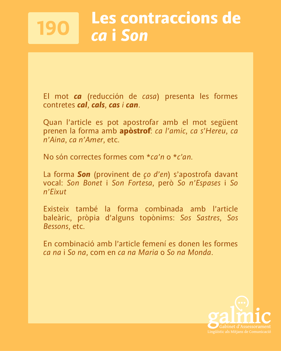 Les contraccions de ‘ca’ i ‘Son’
