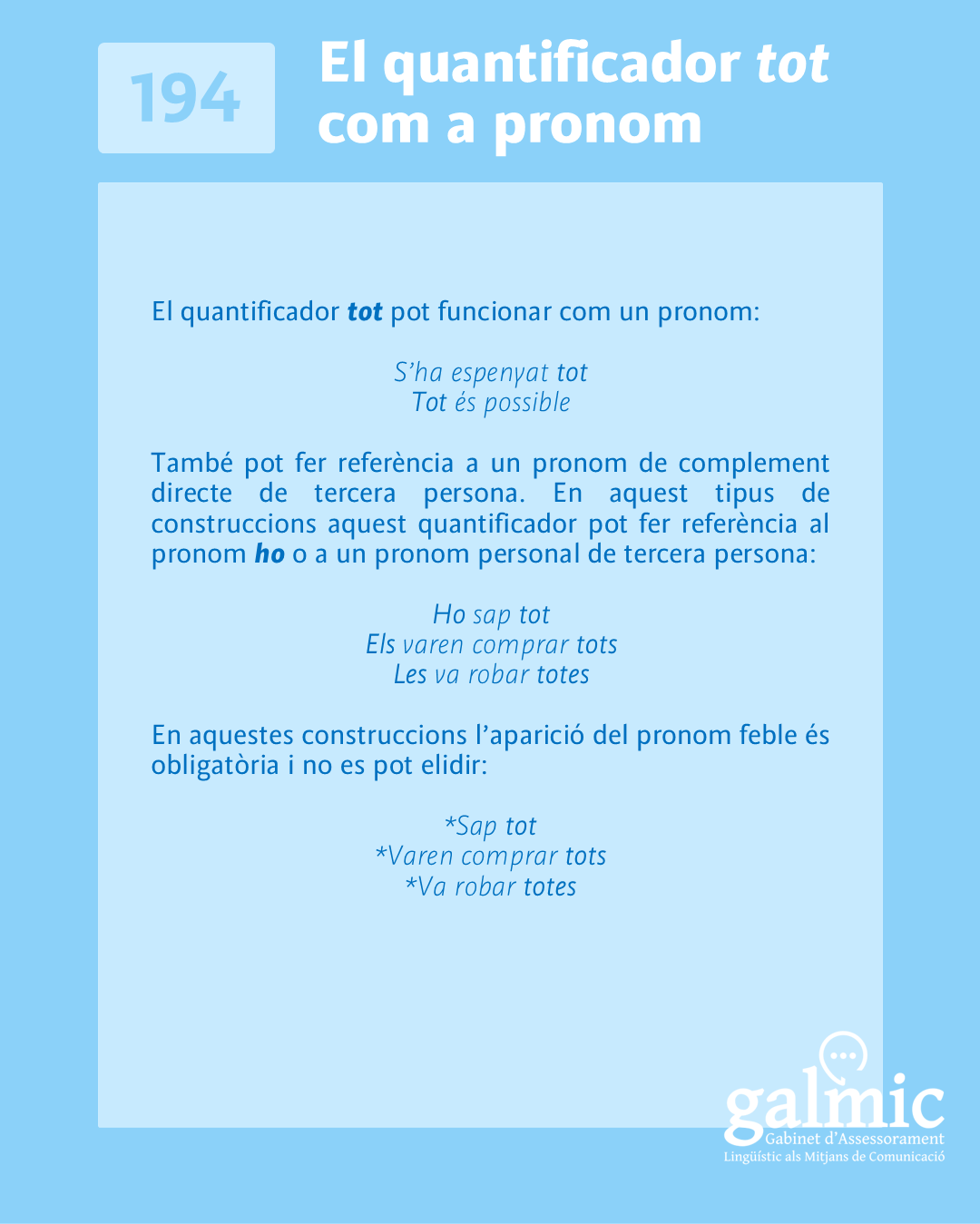 El quantificador ‘tot’ com a pronom