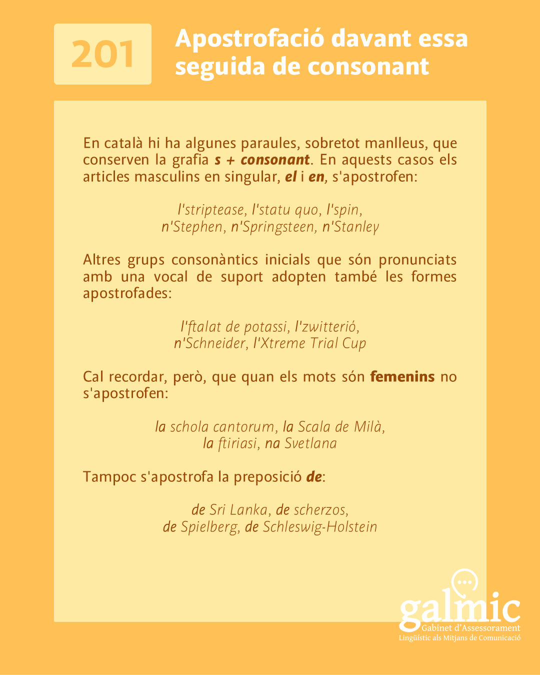 Apostrofació davant essa seguida de consonant